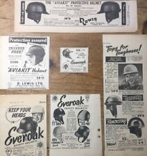MOTORCYCLE CRASH HELMET ORIGINAL 1950's B/W ADVERTISEMENTS x 6 (M2)