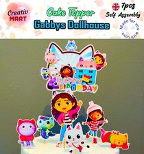 7 pc PRECUT Gabbys Dollhouse Cake Toppers Birthday Decorations Girls Unique New