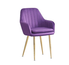 Velvet Fabric Upholstered Armchair Dinning, Home Office Chair with Metal Legs
