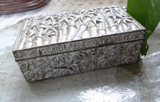 AMAZING JAPANESE METAL BAMBOO DESIGN BOX WITH RISING SUN MARK