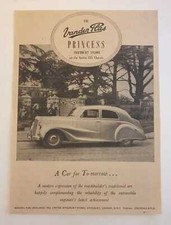 VANDEN PLAS Princess "A Car for Tomorrow" Original 1949 Car Advert