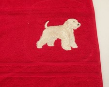 Wheaten Terrier Dog Embroidered Bath Towel, Red , T39