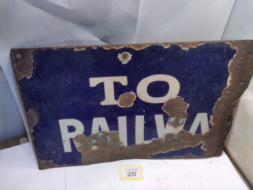 Railway enamel sign section - enamel,