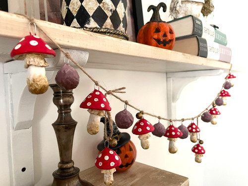 Clay mushroom hallowen - clay, garland