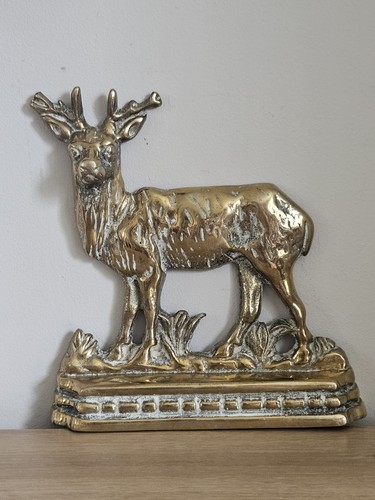 Brass stag door stop vintage - brass, stop.