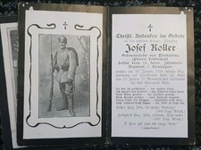  original german ww1 Death Card Josef Koller 15ir 7kmp Fell 30 Jan 1916 
