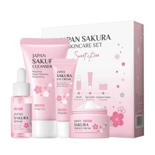 Original Japanese Cherry Blossom Skin Care Set 4 Piece Facial Cleansing Serum Uk