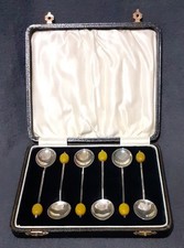 6 x Birmingham Sterling Silver Coffee Bean Spoons By Arthur Price & Co c.1931