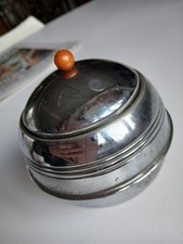 VINTAGE ROUND CHROME TEA CADDY