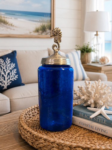 Cobalt blue glass jar - cobalt,
