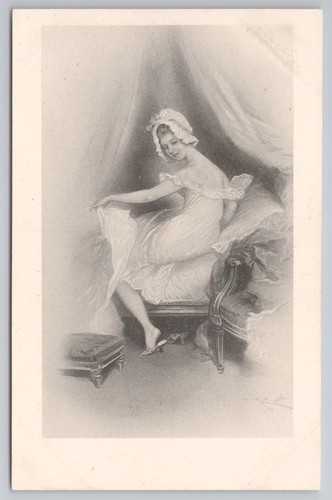 C1905 glamour boudoir postcard - glamour,