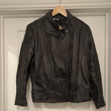 CLASSIC KETT BLACK LEATHER BIKER JACKET: SIZE 12