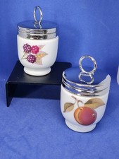 2x Royal Worcester Egg Coddler Evesham Fruits Design Vintage 