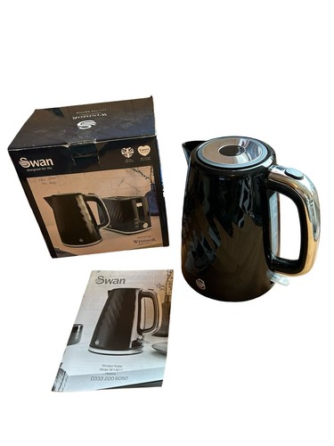 Swan jug kettle black - swan, in