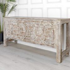 Large Rustic Farmhouse Hand Carved Large Elm Wooden Hall Console Table