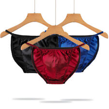 Silk Satin Panties Male Gay Pouch Tanga Briefs Thong Bikini Underwear Summer