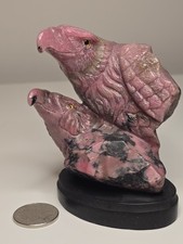 Hand Carved Rhodonite 2 Eagles