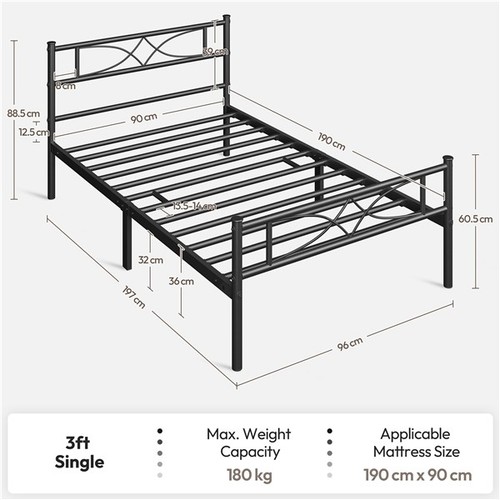 Single metal bed frame with - single,