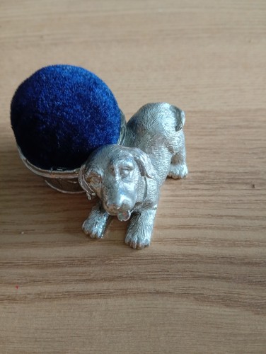 Vintage silver tone dog - vintage,