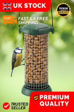 Garden Hanging Bird Peanut Seed Feeder Green Metal 19.5x9.5cm Outdoor Wild Birds
