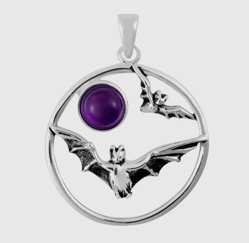 Bat pentagram pendant - bat,