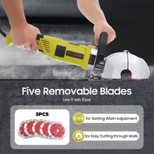 4000W Wall Chaser Machine, 5-Blade Concrete Cutter w/Dust-Free System&Case, 220V