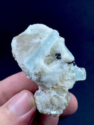 Aquamarine with quartz - aquamarine, +