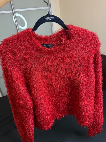 Red furry warm cozy jumper