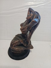 Bronze Mermaid On Wooden Base