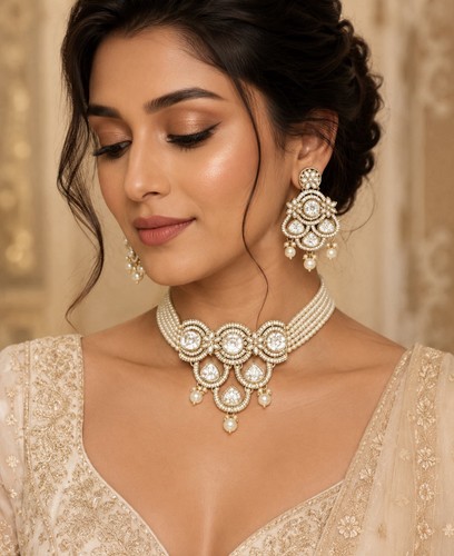 Asian bridal pearl choker - , set