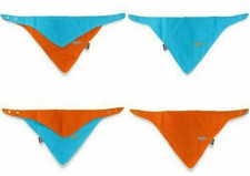 Faye and Lou Four Way Dribble Bib Blue/Orange - Adjustable Poppers