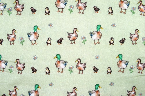 Green duck and duckling - and,