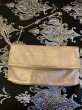 Beth Jordan Gold Coloured Clutch Bag with Shoulder Chain
