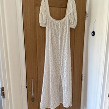 Zara Cream/off White Midi Dress With Bardot Sleeves Size M