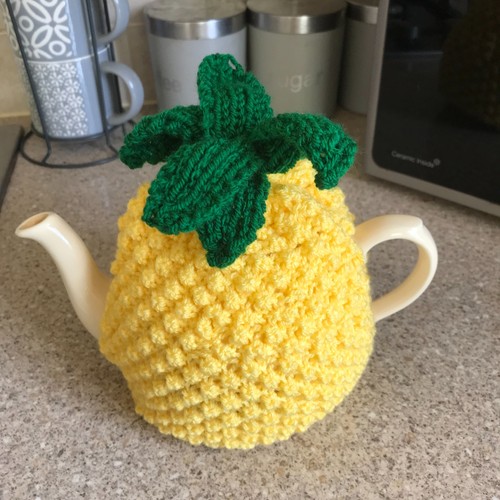 Hand knitted pineapple tea - knitted,