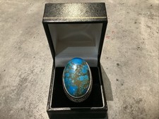 925 SILVER TURQUOISE RING SIZE N AND HALF