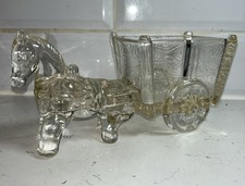 Vintage - Jeannette Glass - Horse & Buggy - Cart - Candy Dish - Trinket - Decor