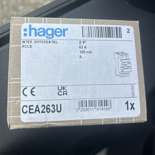 Hager cea263u 63a rccb - 2p,