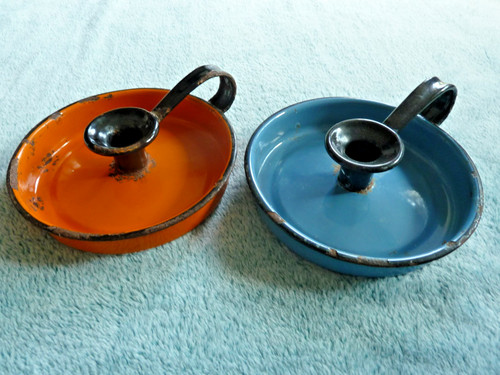 Vintage enamel candle holder - 2,