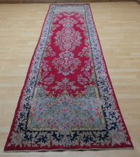PERSAIN HALL RUNNER CARPET RUG HANDMADE Oriental  Vintage 12ft 9" x 2ft 11" red