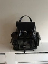Lucury Black Leather Backpack