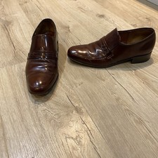 Barker Of Earls Barton Mens Chestnut Leather Shoes Size 7 Slip On Elastic