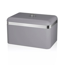 SWAN Retro Grey Breadbin SWKA1010GRN - Vintage Design Kitchen Bread Bin in Grey