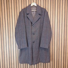 Vintage Grendale Overcoat Coat Tweed Mens Large Brown Grey Knee Length
