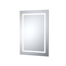 Balterley Rectangular LED Framed Touch Mirror with Demister, 700x500mm - Chrome