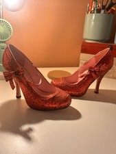 Red Glitter Strappy Heels Size