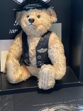 Steiff Harley Davidson Anniversary Bear In Black Leather 40cms Ean 666476 MINT.