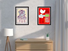 Set of Two 60s Festival Concert Poster Prints Woodstock IOW Available Framed