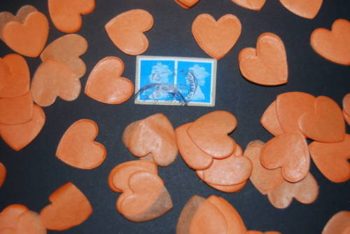 Orange wedding confetti love - orange,