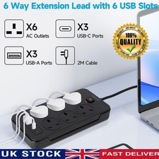 6 Gang Black Extension Lead 2